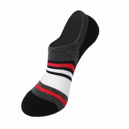 Chaussettes invisibles antidérapantes à rayures en coton (6 paires)