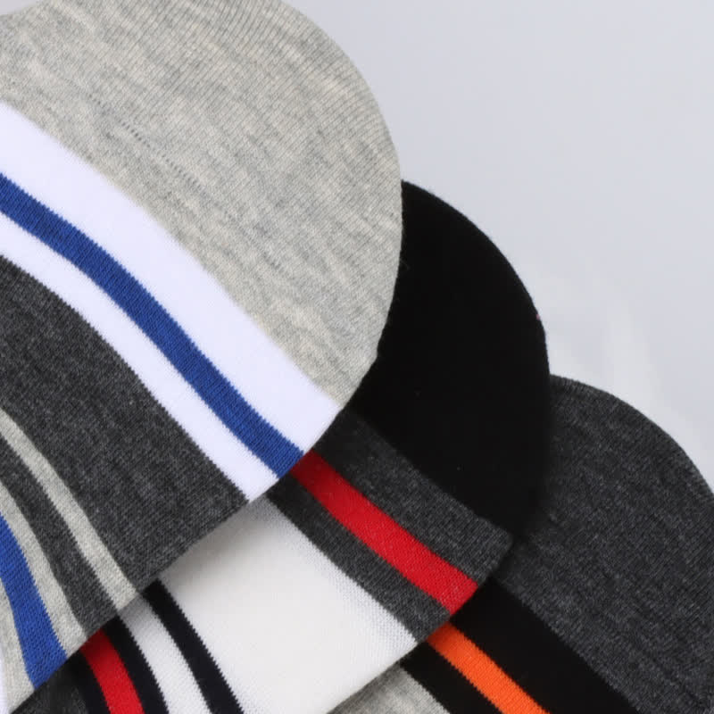 Chaussettes invisibles antidérapantes à rayures en coton (6 paires)