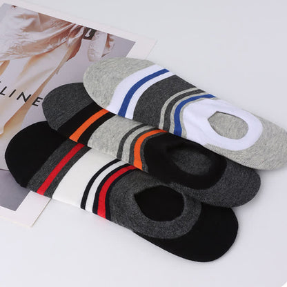 Chaussettes invisibles antidérapantes à rayures en coton (6 paires)