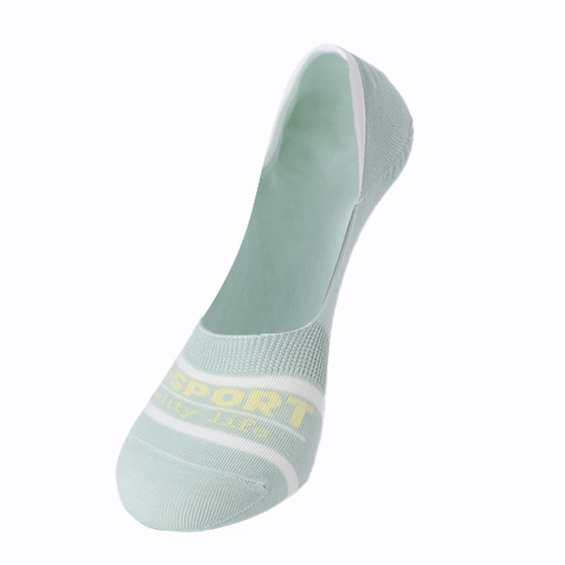 Chaussettes invisibles antidérapantes absorbantes en coton rayé (6 paires)