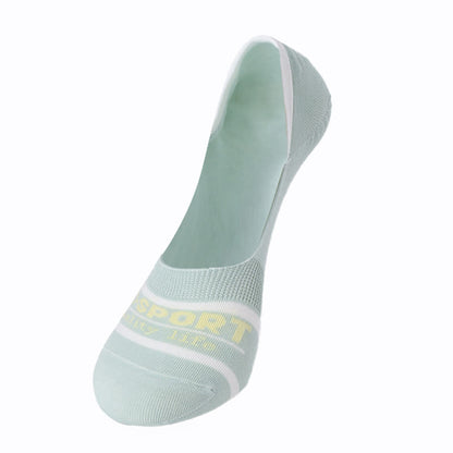 Chaussettes invisibles antidérapantes absorbantes en coton rayé (6 paires)