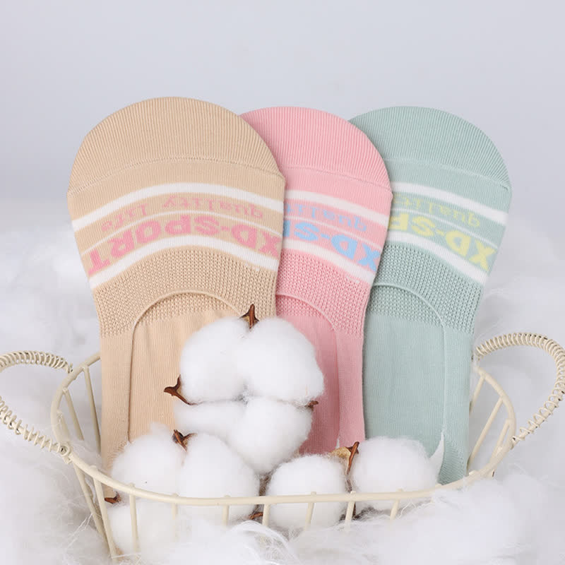 Chaussettes invisibles antidérapantes absorbantes en coton rayé (6 paires)