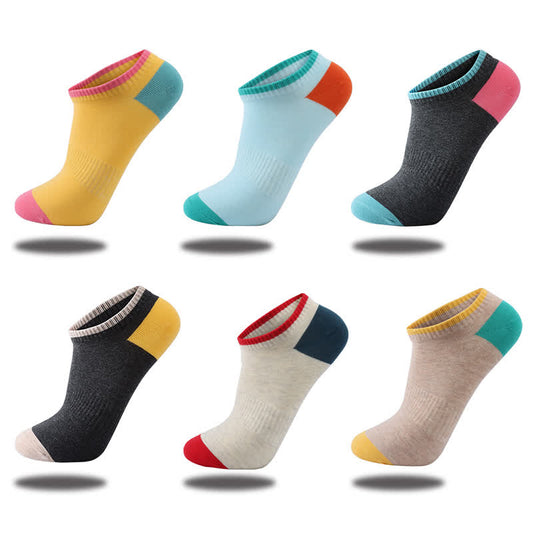 Chaussettes invisibles absorbantes en coton coloré (6 paires)
