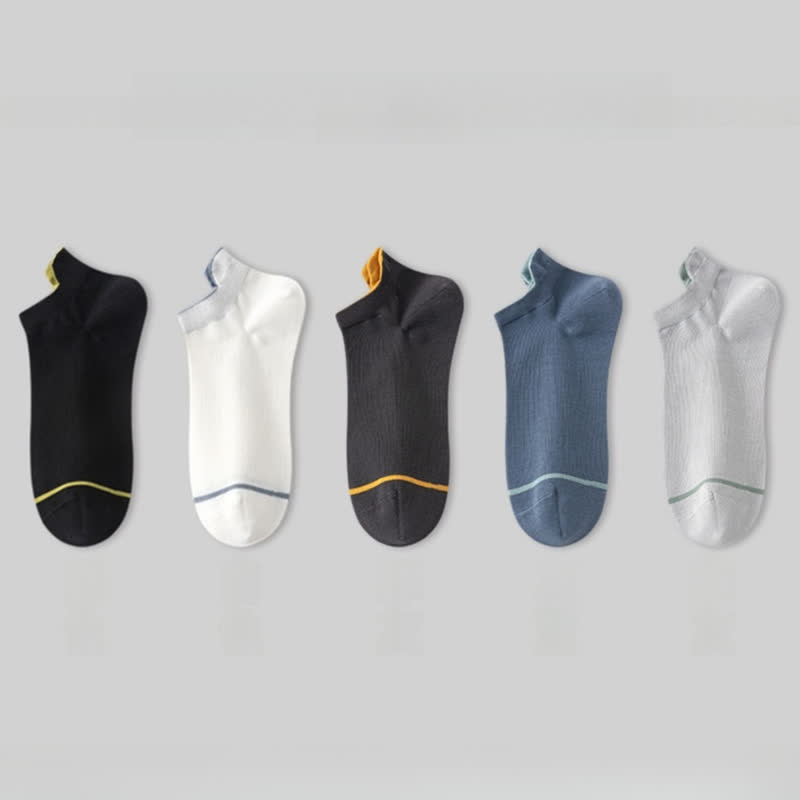Chaussettes fines absorbantes en coton de couleur unie (5 paires)