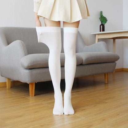 Chaussettes hautes sexy de couleur unie (4 paires) - Blanc - Taille unique - image 12