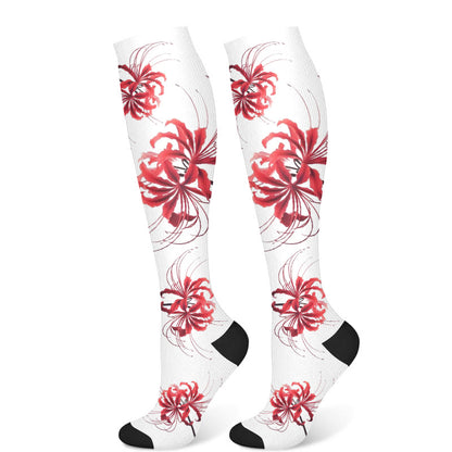 Chaussettes de compression à fleurs rouges (3 paires) - Blanc (1 paire) - S/M - image 7