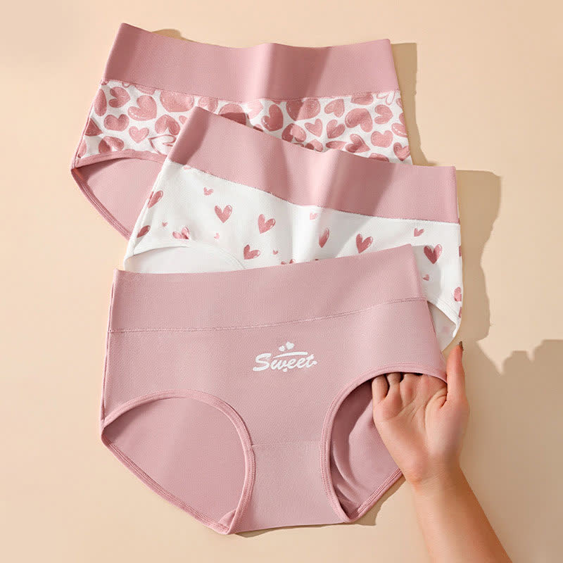 Culotte taille haute en coton imprimé Love (lot de 3) - image 1