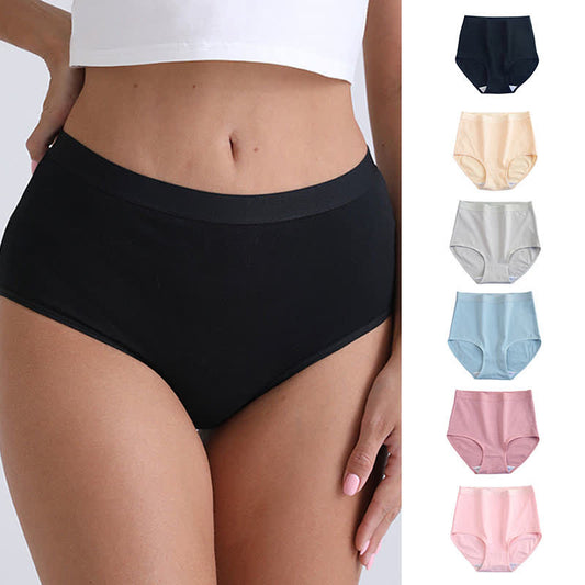 Slip taille haute en coton doux et respirant de couleur unie (lot de 3) - image 0
