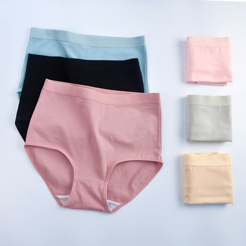 Slip taille haute en coton doux et respirant de couleur unie (lot de 3) - image 1