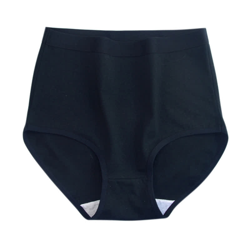 Slip taille haute en coton doux et respirant de couleur unie (lot de 3) - Noir - 3XL - image 10