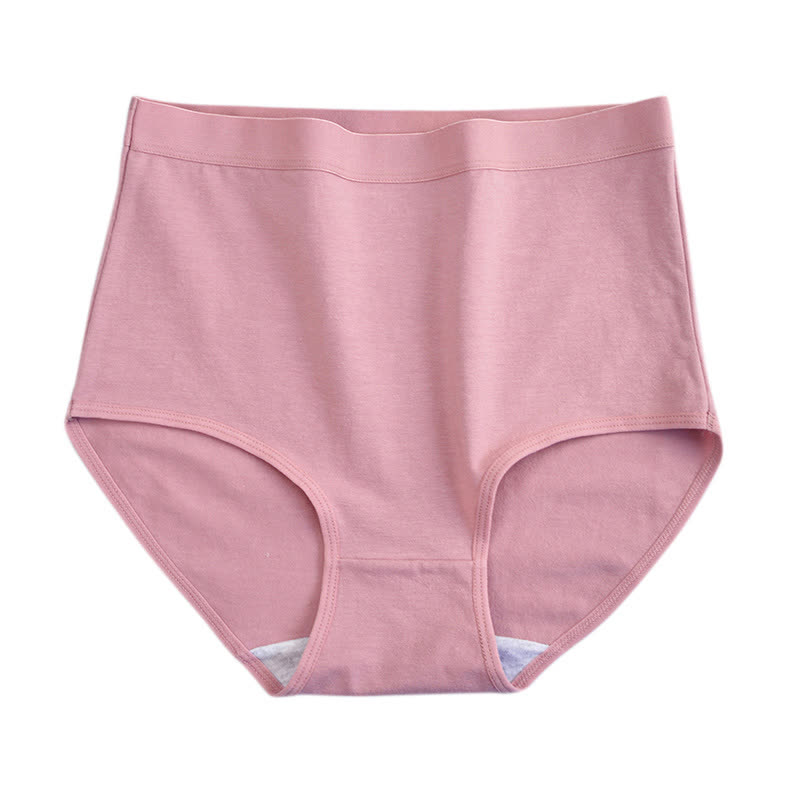 Slip taille haute en coton doux et respirant de couleur unie (lot de 3) - Rose foncé - 3XL - image 3