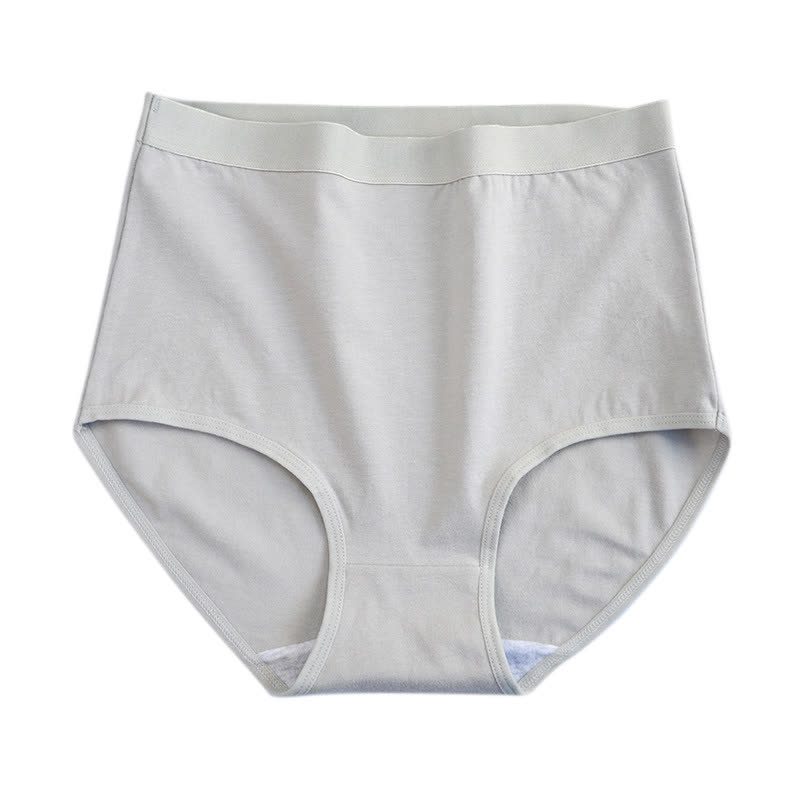 Slip taille haute en coton doux et respirant de couleur unie (lot de 3) - Gris - 3XL - image 6
