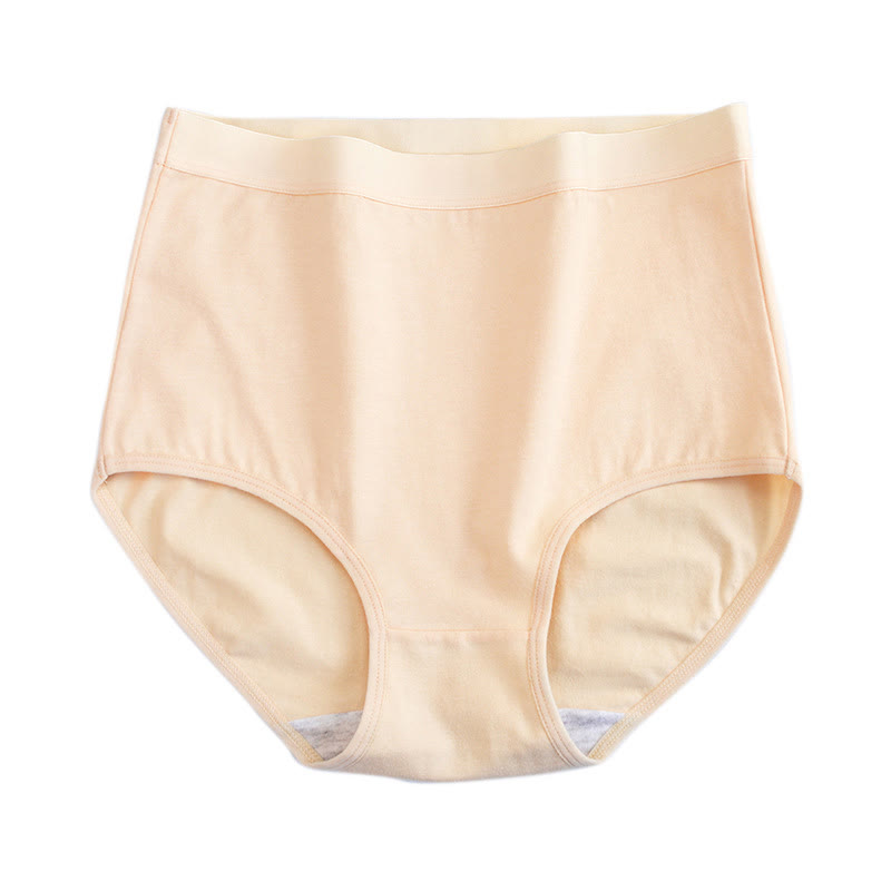 Slip taille haute en coton doux et respirant de couleur unie (lot de 3) - Abricot - 3XL - image 5