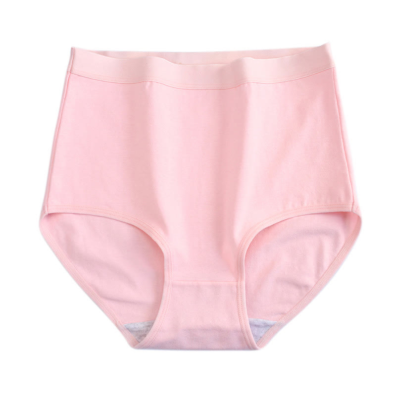 Slip taille haute en coton doux et respirant de couleur unie (lot de 3) - Rose clair - 3XL - image 2
