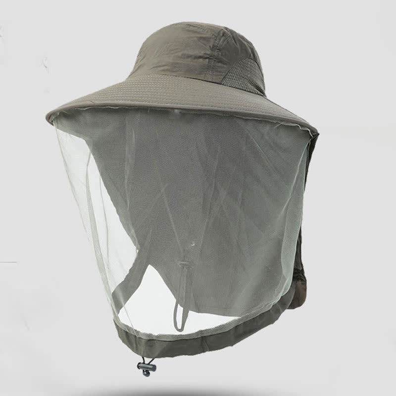 Chapeau bob respirant à large bord et protection solaire - Vert armée - Taille unique - image 1