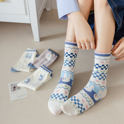 Chaussettes courtes en coton à imprimé lapin (4 paires) - image 6
