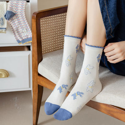 Chaussettes courtes en coton à imprimé lapin (4 paires) - image 8