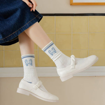 Chaussettes courtes en coton à imprimé lapin (4 paires) - image 13