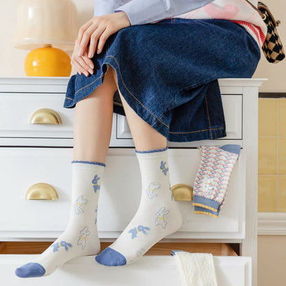 Chaussettes courtes en coton à imprimé lapin (4 paires) - image 9