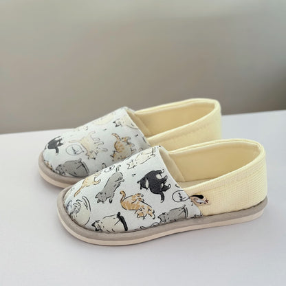 Chaussons antidérapants en toile à imprimé chat - US8.5-9 - image 0