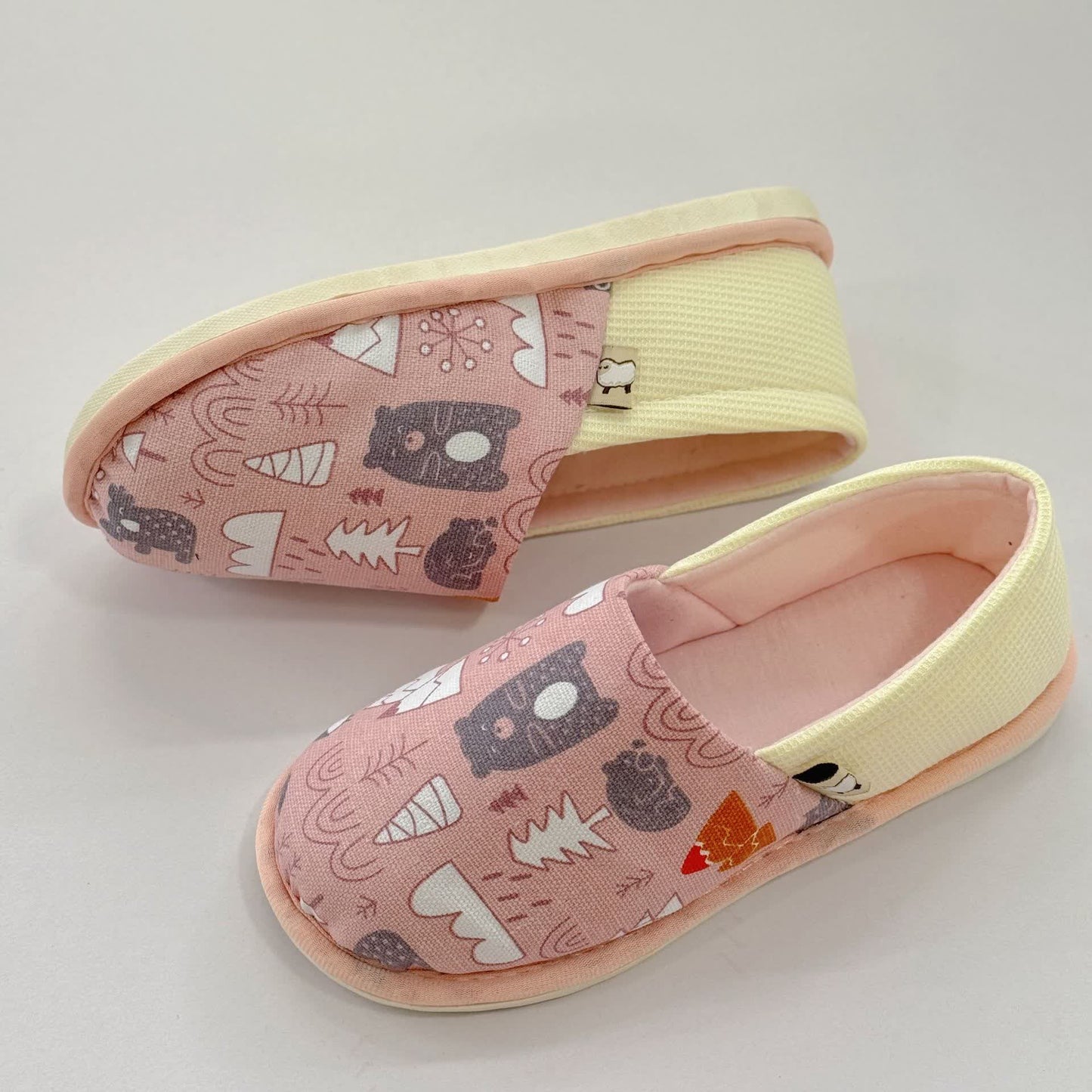 Chaussons d'intérieur antidérapants en toile à imprimé animal mignon - image 5