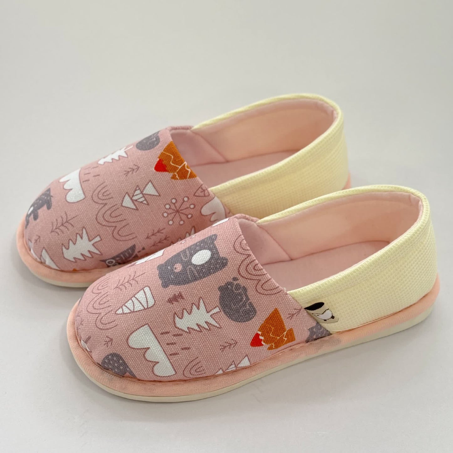 Chaussons d'intérieur antidérapants en toile à imprimé animal mignon - Rose - US8.5-9 - image 3