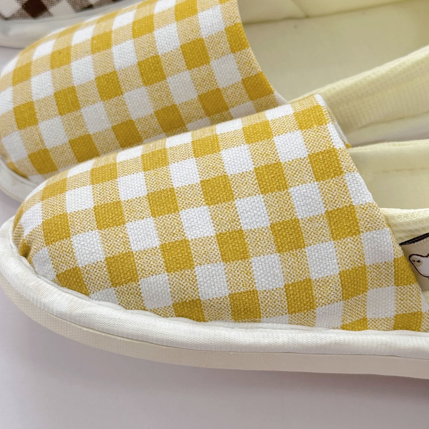 Chaussons d'intérieur antidérapants en toile à imprimé écossais