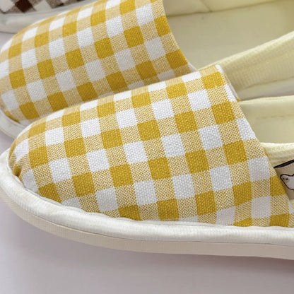 Chaussons d'intérieur antidérapants en toile à imprimé écossais