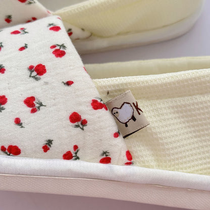 Chaussons d'intérieur en toile antidérapants à motif floral - image 5