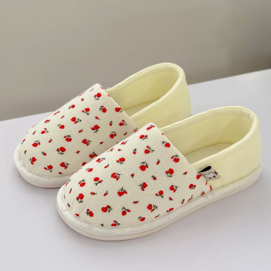 Chaussons d'intérieur en toile antidérapants à motif floral - US8.5-9 - image 0