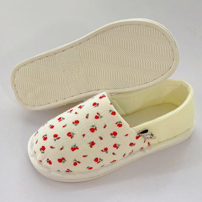 Chaussons d'intérieur en toile antidérapants à motif floral - image 3