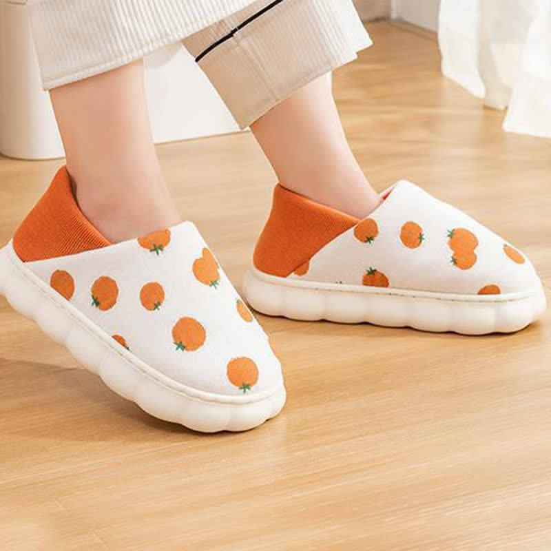 Chaussons fermés antidérapants à semelle épaisse et imprimé dessin animé - Orange - US6-7 - image 2