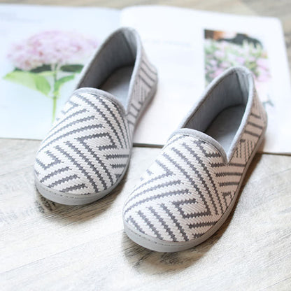 Chaussons respirants à rayures pour la maison après l'accouchement - Gris - US9-10 - image 7