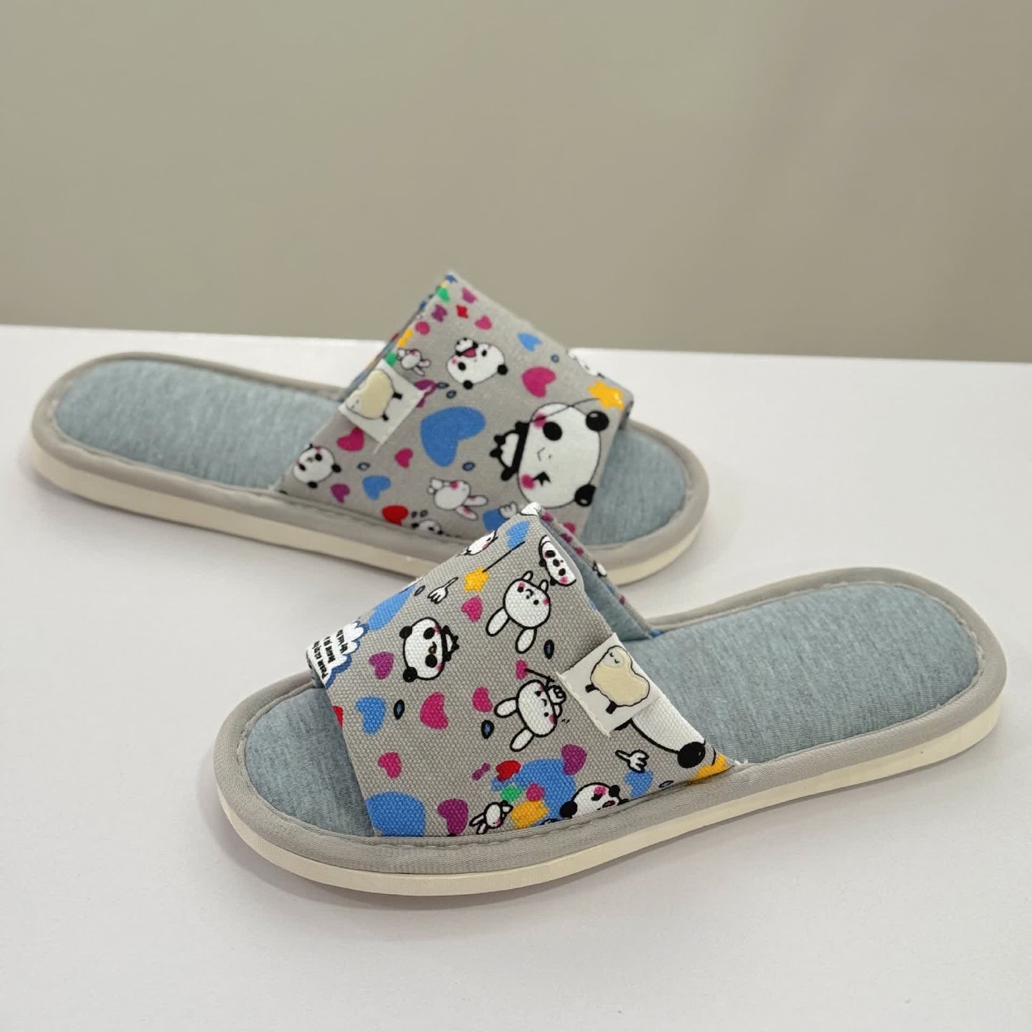 Chaussons ouverts en toile à imprimé dessin animé - image 8
