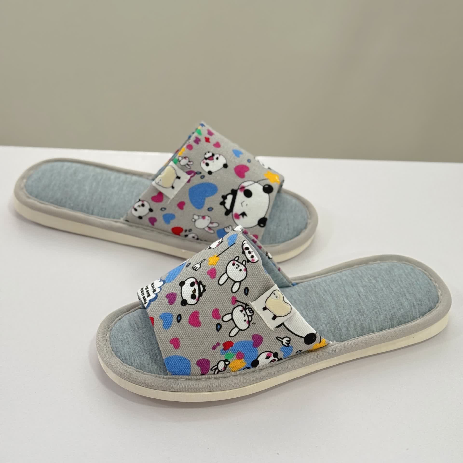 Chaussons ouverts en toile à imprimé dessin animé - image 8