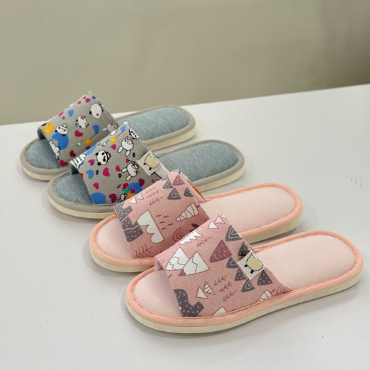 Chaussons ouverts en toile à imprimé dessin animé - image 0