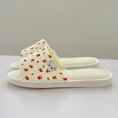 Chaussons ouverts en toile fleurie - image 6