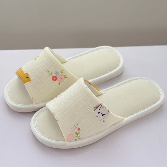 Chaussons élégants à bout ouvert en toile florale - UN - US8.5-9 - image 0