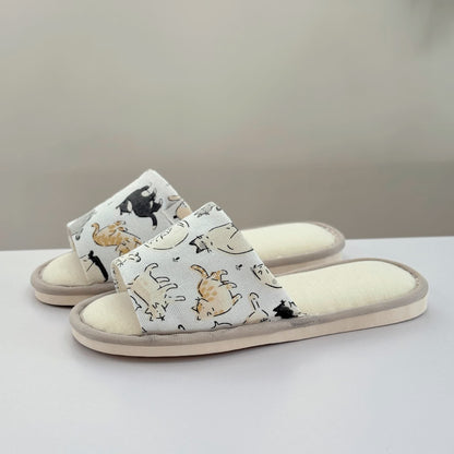 Chaussons ouverts en toile à imprimé animal mignon - image 6