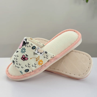 Chaussons ouverts en toile à imprimé animal mignon - image 5