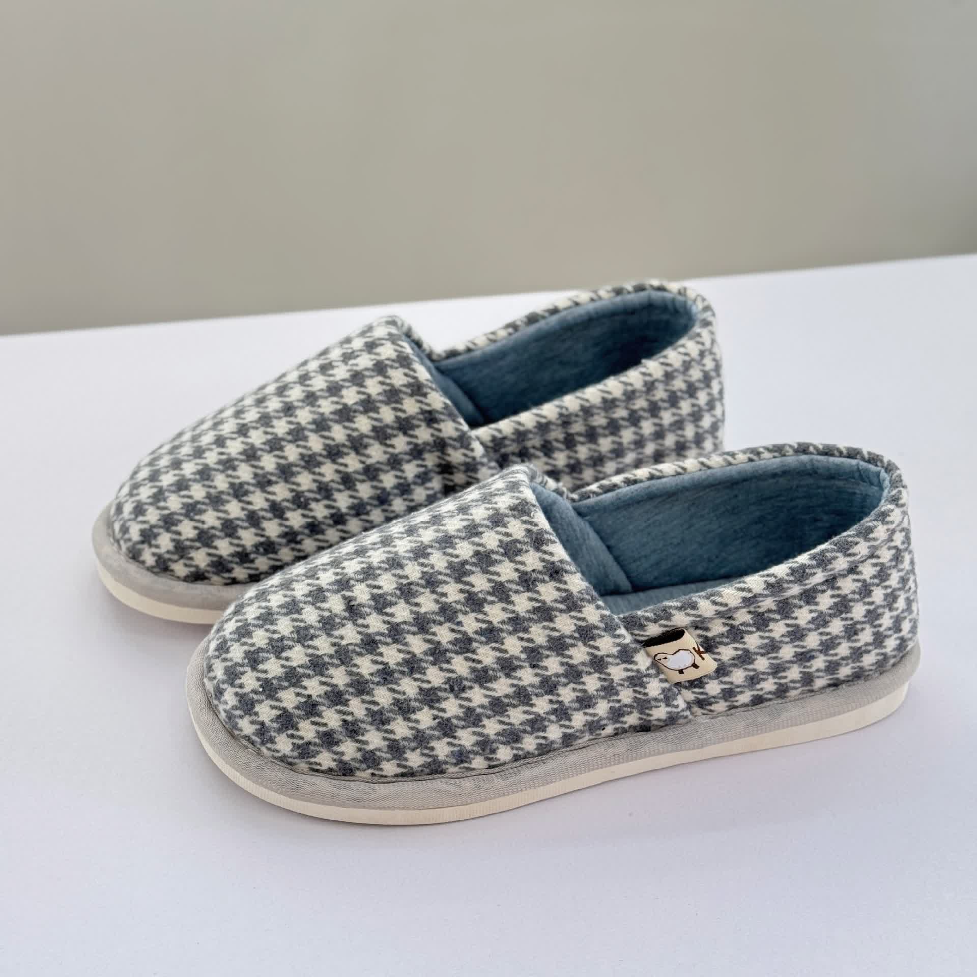 Chaussons légers antidérapants à carreaux pour la maison - Gris - US8.5-9 - image 8