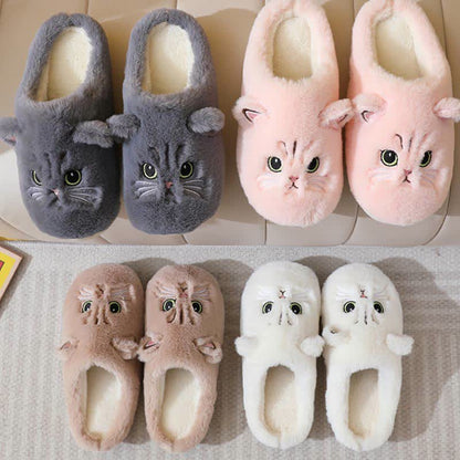 Chaussons d'intérieur en peluche avec un adorable chaton de dessin animé - image 2