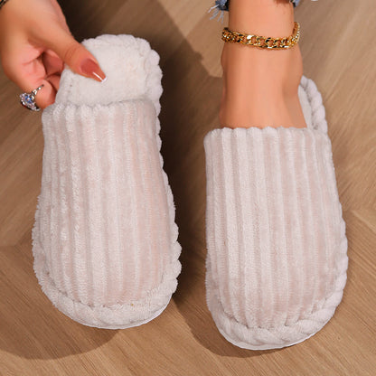 Chaussons chauds à semelle épaisse et bout fermé de couleur unie