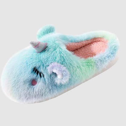 Chaussons en peluche licorne mignons - Vert - US9-10 - image 9