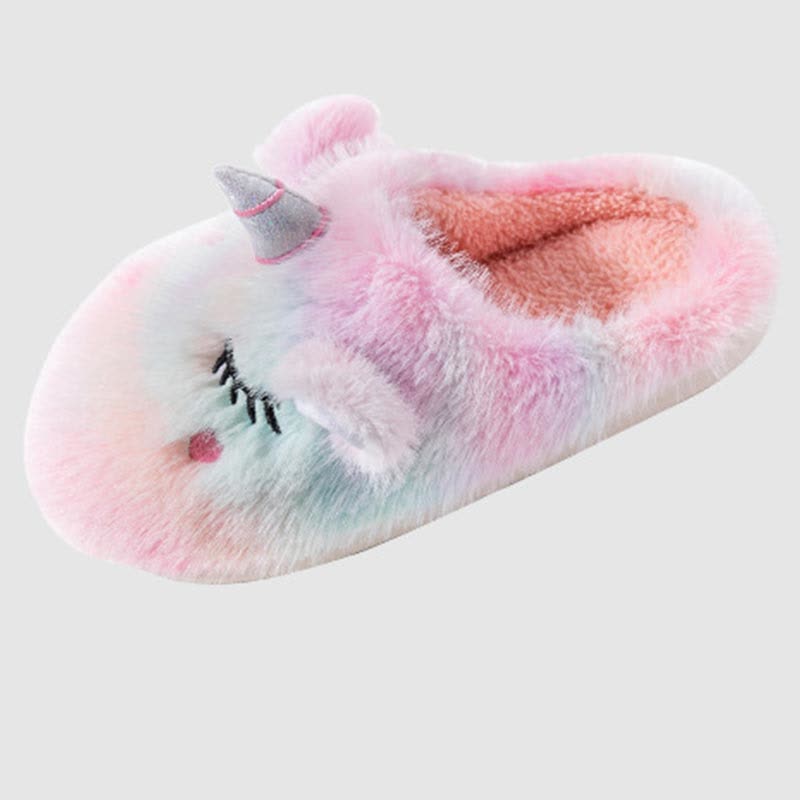 Chaussons en peluche licorne mignons - Rose - US9-10 - image 4