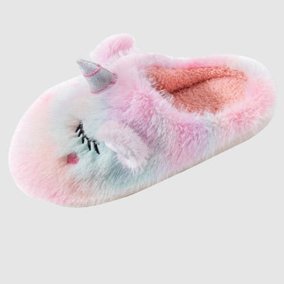 Chaussons en peluche licorne mignons - Rose - US9-10 - image 4