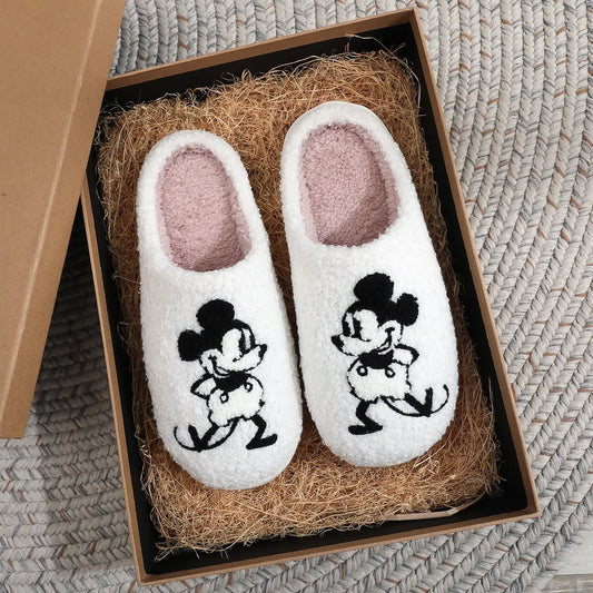 Chaussons d'intérieur brodés d'animaux mignons - Blanc - US10-11 - image 0