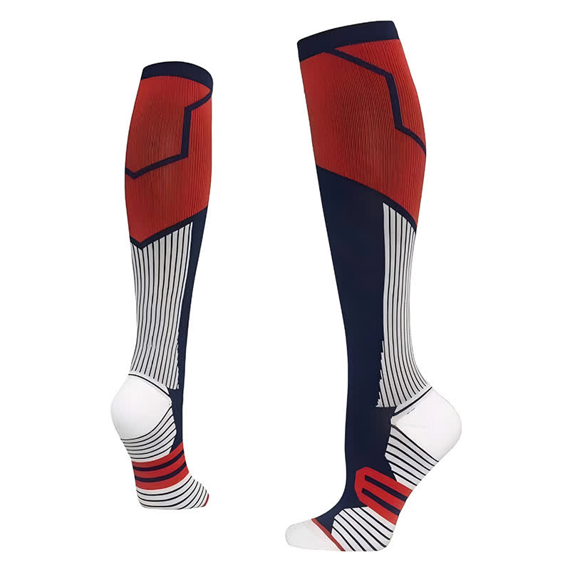 Chaussettes de compression à blocs de couleurs (6 paires) - Rouge - L/XL - image 1
