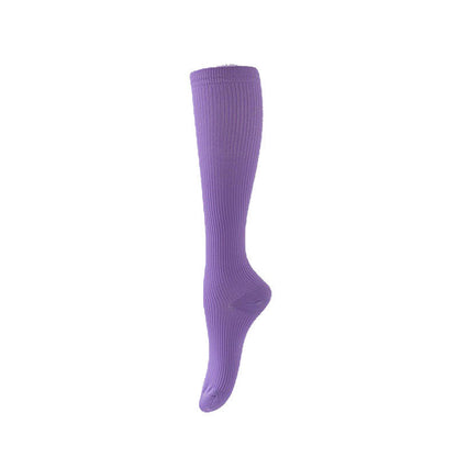 Chaussettes de compression athlétiques à rayures verticales couleur bonbon (7 paires) - Violet - L/XL - image 12