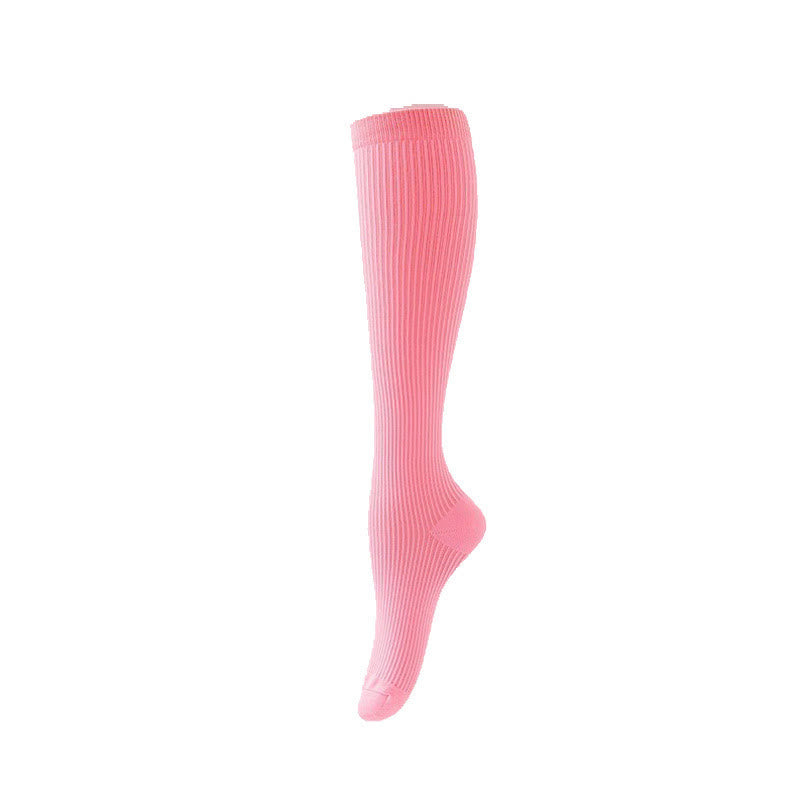 Chaussettes de compression athlétiques à rayures verticales couleur bonbon (7 paires) - Rose clair - L/XL - image 6